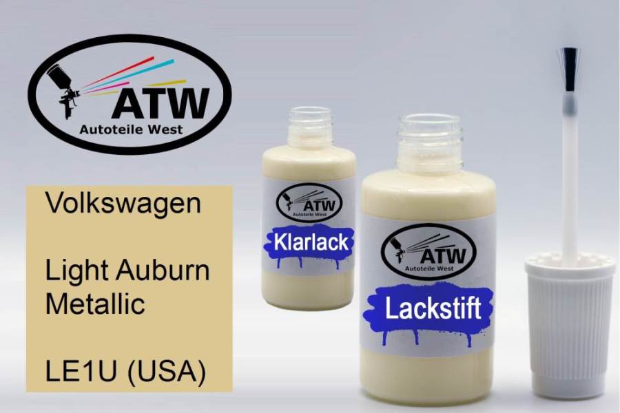 Volkswagen, Light Auburn Metallic, LE1U (USA): 20ml Lackstift + 20ml Klarlack - Set, von ATW Autoteile West.